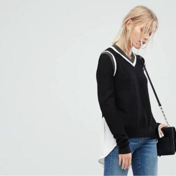 Anthropologie Current Air V Neck Tipped Knit Layered Sweater - Picture 2 of 6